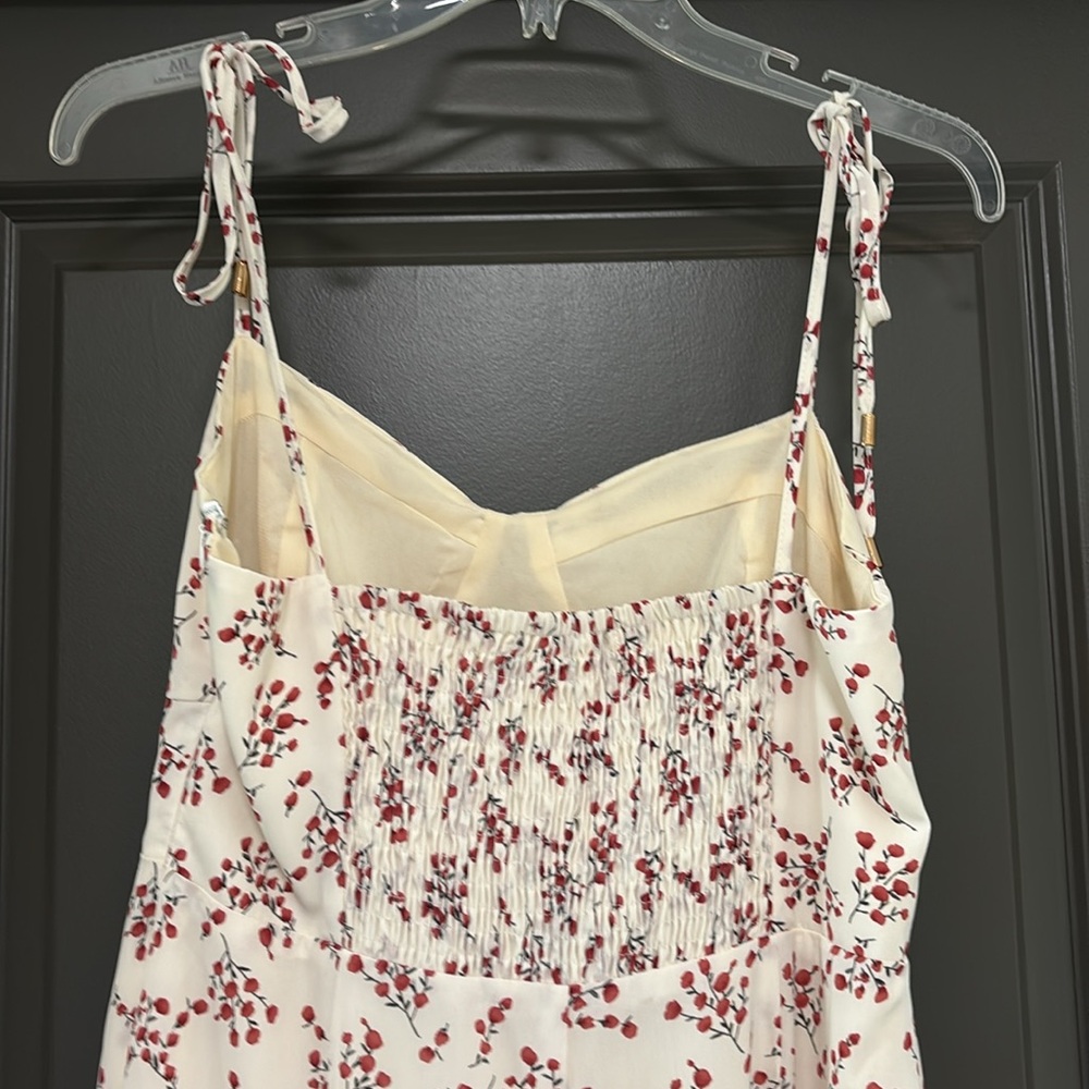 Here Comes The Sun cream red floral dress L - Picture 3 of 5